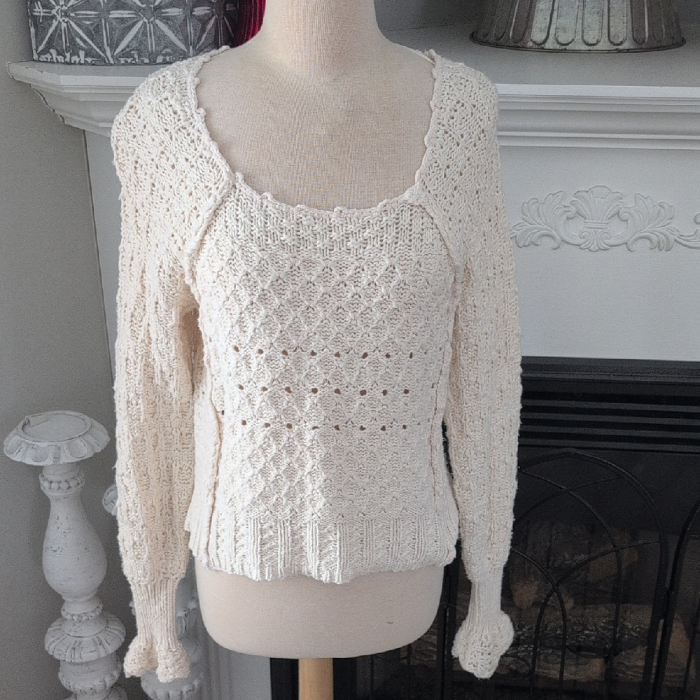 Free People Cream Knit Sweater Size XS